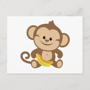 Cartão Postal Macaco-Menino Com Banana