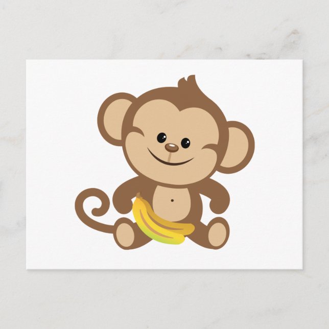Cartão Postal Macaco-Menino Com Banana (Frente)
