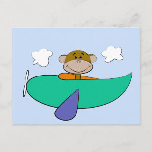 Cartão Postal Macaco no Aniversário do Avião Colorido