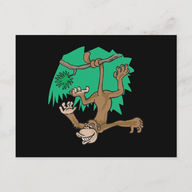 Cartão Postal macaco pendurado numa árvore (Frente)