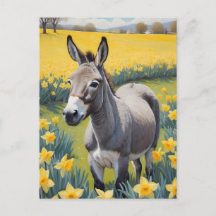 Cartão Postal Macaco Vibrante E Daffodilos Amarelos