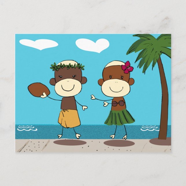 Cartão Postal Macacos Aproveitando Férias No Havaí Cartão-Postal (Frente)
