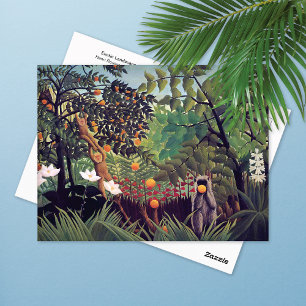 Cartão Postal Macacos da Paisagem Exótica Henri Rousseau