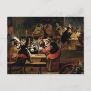 Cartão Postal Macacos em uma Tavern, detalhes do jogo de cartas