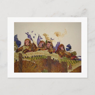 Cartão Postal Macacos Famintos em Ático