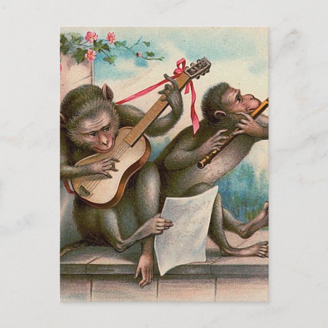 Cartão postal "Macacos Musicais Vintage" (Frente)
