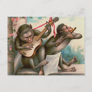 Cartão postal "Macacos Musicais Vintage"