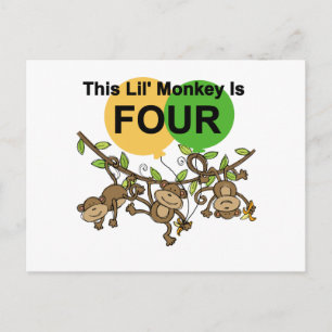 Cartão Postal Macacos Swing 4º Aniversário Camisetas e presentes