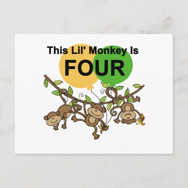 Cartão Postal Macacos Swing 4º Aniversário Camisetas e presentes (Frente)