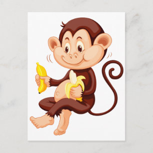 Cartão Postal Macaquinho comendo bananas