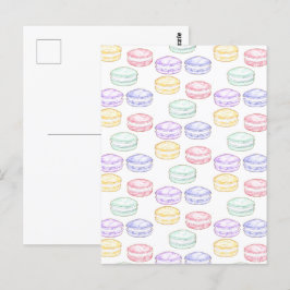 Cartão Postal Macarões Franceses com Aquarela