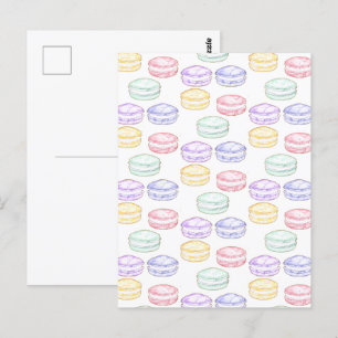 Cartão Postal Macarões Franceses com Aquarela