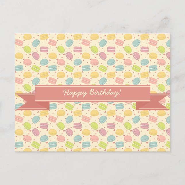 Cartão Postal Macaron Love with Ribbon (Frente)