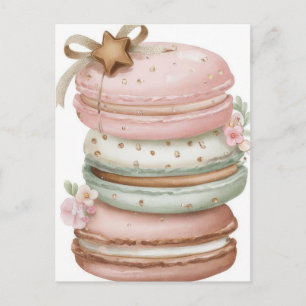 Cartão Postal Macarones de Natal Pastel Festivos e Elegantes