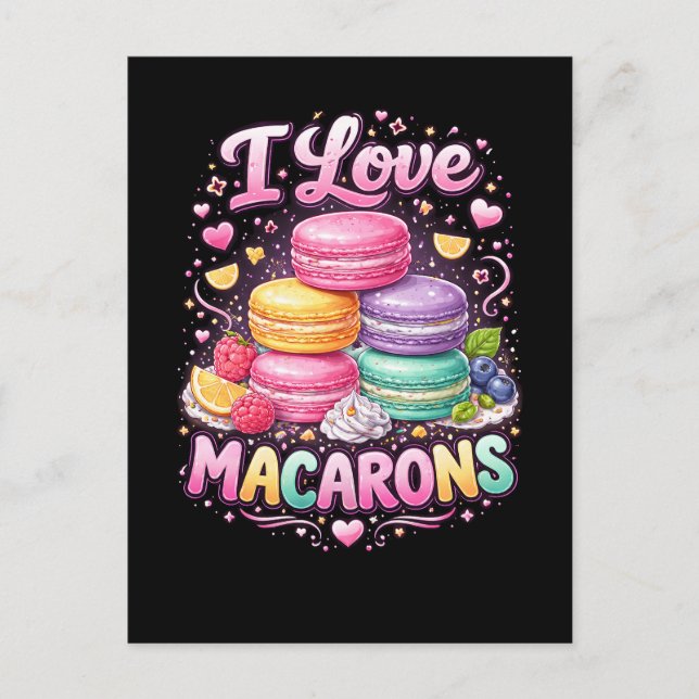 Cartão Postal Macarons de Amor Doce (Frente)