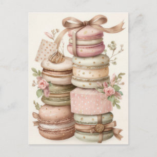 Cartão Postal Macarons de Natal Pastel Festivos e Elegantes