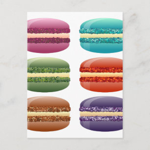 Cartão Postal macarons, macron, biscoitos, doces, arco-íris, sob