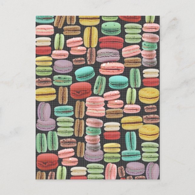 Cartão Postal Macarons Pop Art francês (Frente)