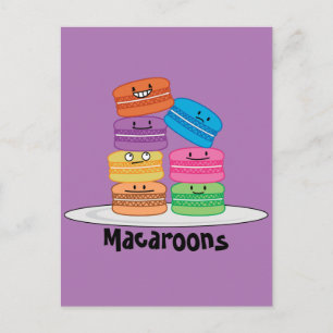 Cartão Postal Macaroon Macaroons Cookie Sobremesa doce francesa