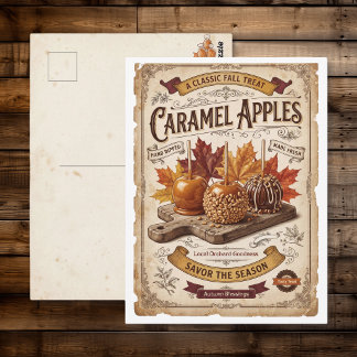 Cartão Postal Maçãs de Caramelo Antigas | Bênçãos de Outono