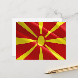Cartão Postal Macedônia - Bandeira Agitada da Macedônia -