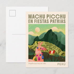 Cartão Postal Machu Picchu Peru Arte Viagem Vintage