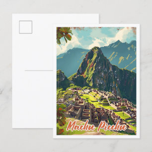 Cartão Postal Machu Picchu Peru - Ilustração de Viagem artístico