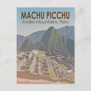 Cartão Postal Machu Picchu Peru Viagem Art Vintage