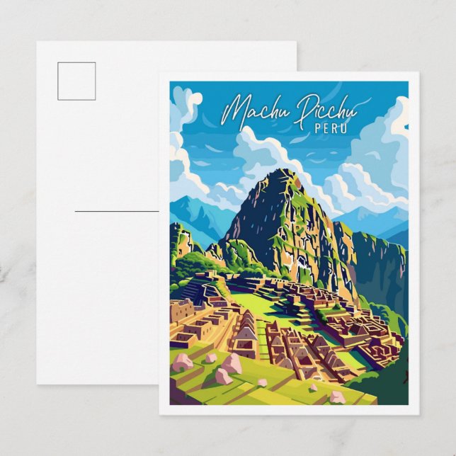 Cartão Postal Machu Picchu Peru - viagens vintage (Frente/Verso)