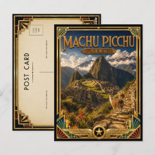 Cartão Postal Machu Picchu Peru Vintage Cidadela Inca Arte Deco
