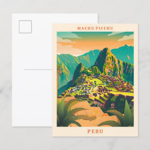 Cartão Postal Machu Picchu, Viagens vintage Elegante de Arte do 