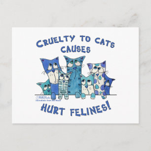 Cartão Postal Machucar Felines Crueldade com Gatos