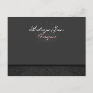 Cartão Postal Mackenzie #1 Black Damask Chic Bowcard