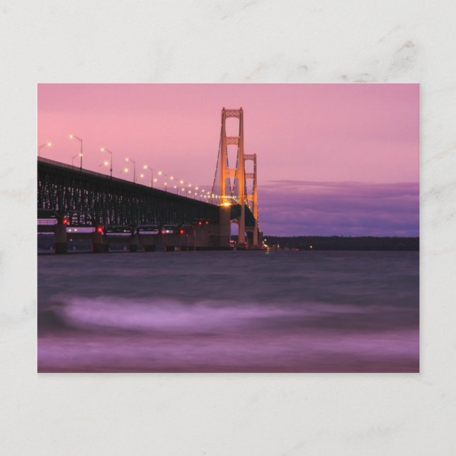 Cartão Postal Mackinac Bridge Dusk (Frente)
