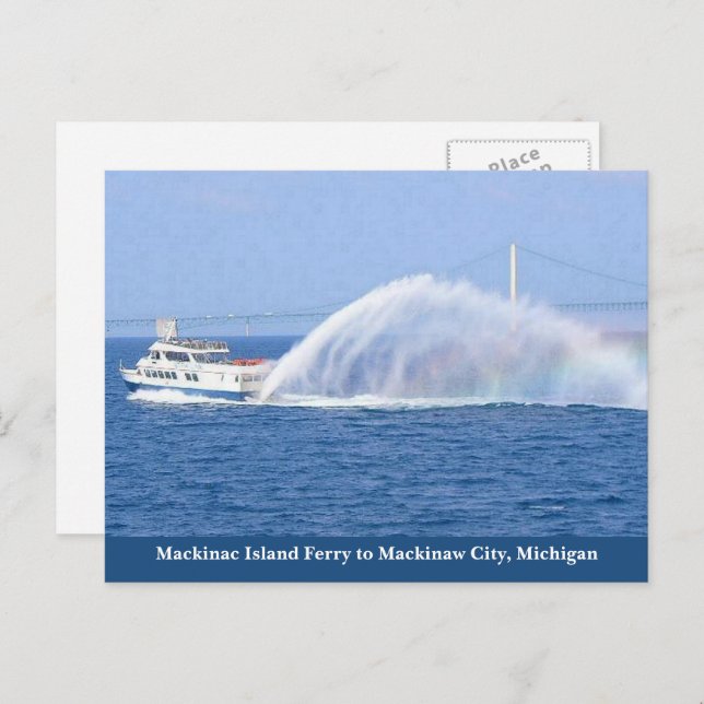 Cartão Postal Mackinac Island Ferry para Mackinaw City, Michigan (Frente/Verso)
