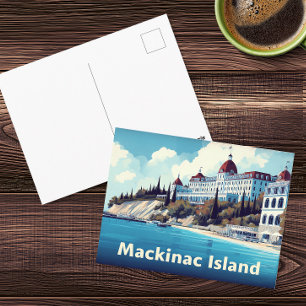 Cartão Postal Mackinac Island Grand Hotel Viagem Vintage
