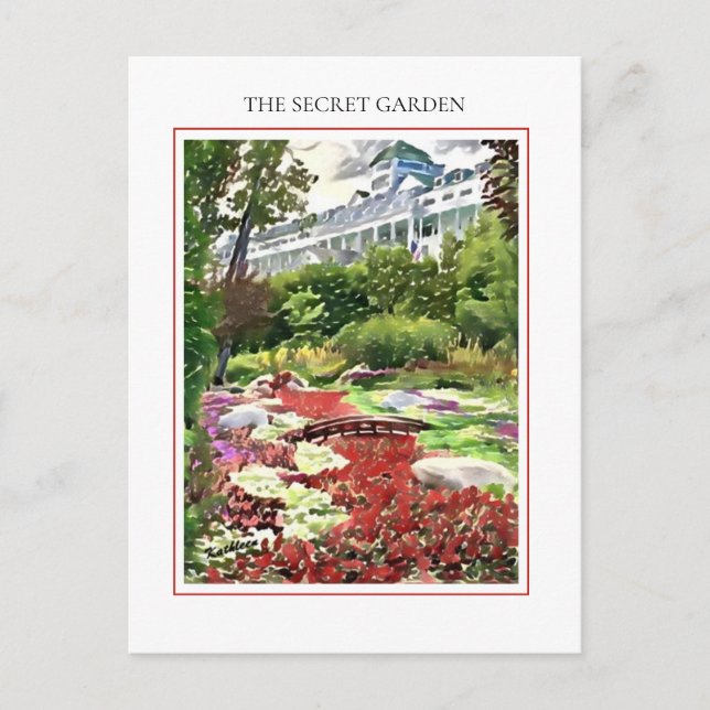 Cartão Postal Mackinac Island The Secret Garden (Frente)