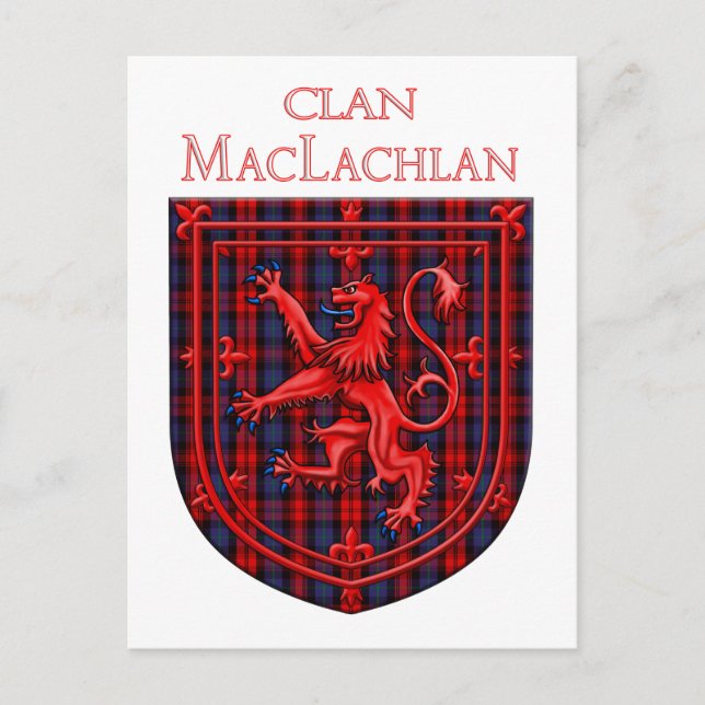 Cartão Postal Maclachlan Tartan Scottish Xadrez Lion Rampant (Frente)