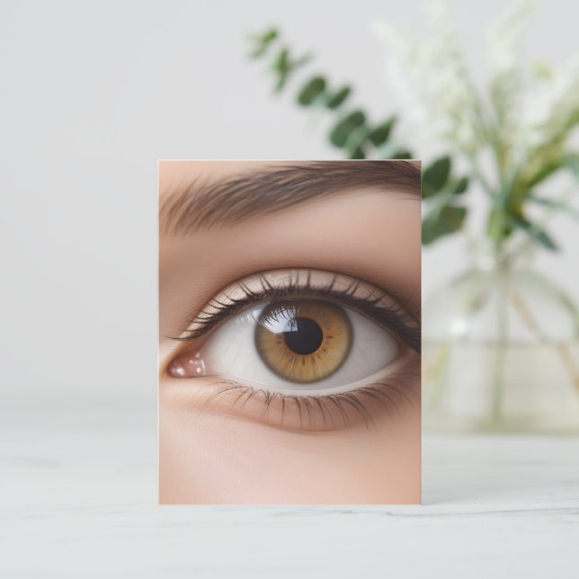 Cartão Postal Macro de olho feminino (Em pé/Frente)