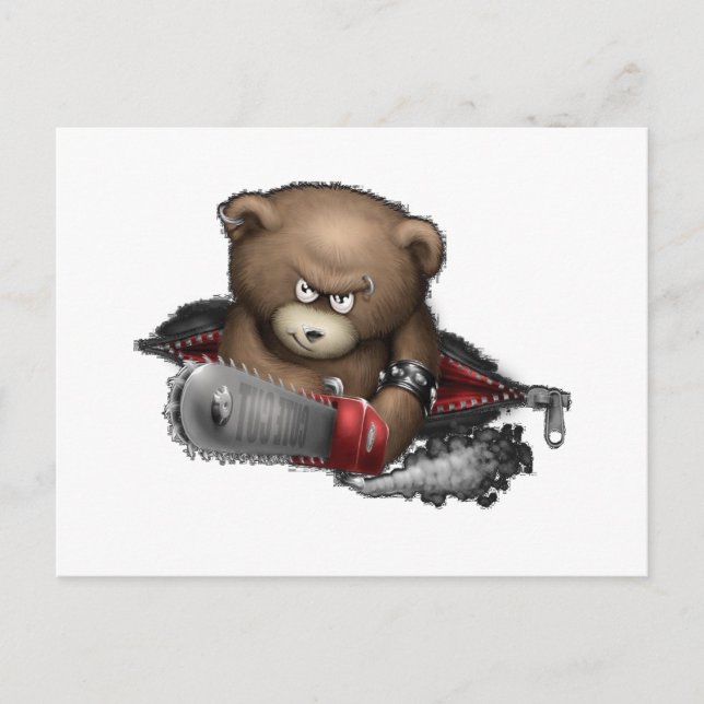 Cartão Postal Mad Bear Chainsaw (Frente)