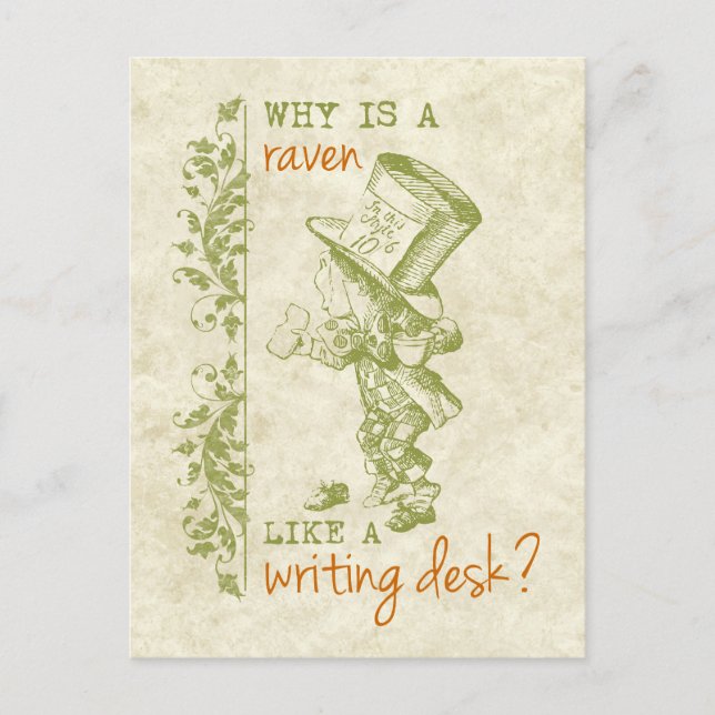 Cartão Postal Mad Hatter, Alice no País das Maravilhas (Frente)