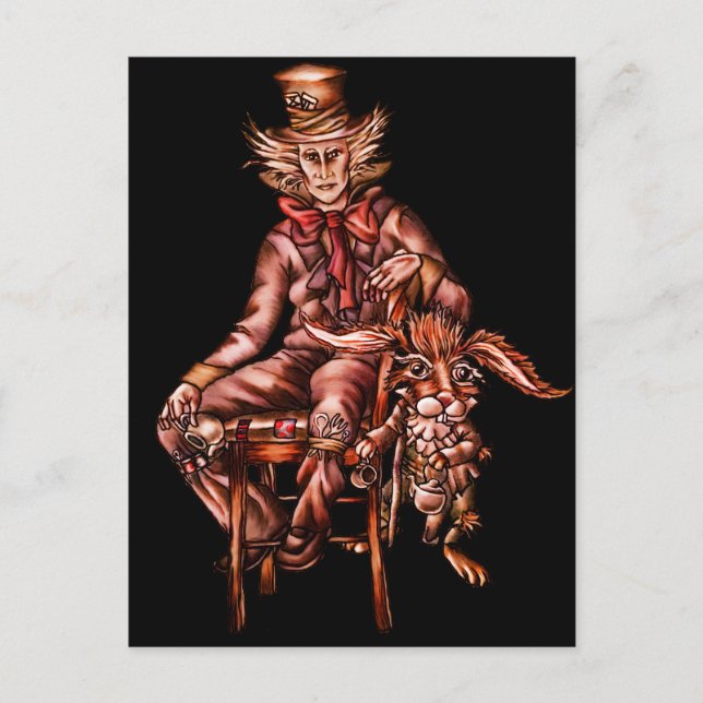 Cartão Postal Mad Hatter com o Desenho da Leitura de Marcha (Frente)