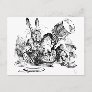 Cartão Postal Mad Hatter, Dormouse e Marche Hare
