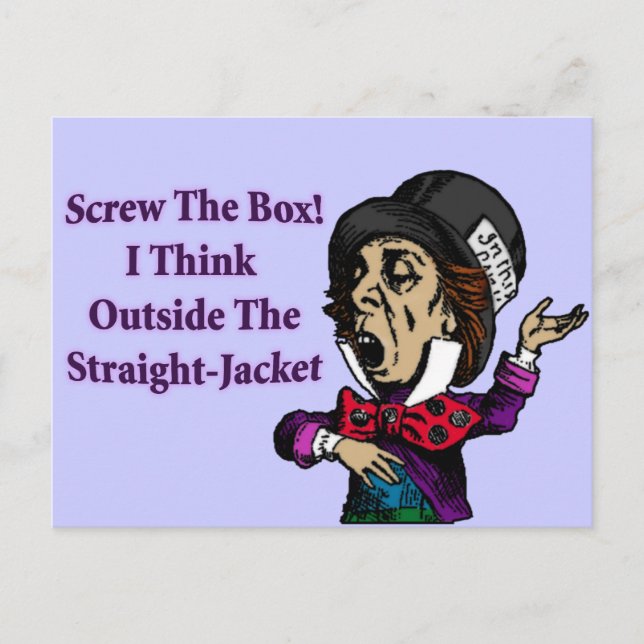 Cartão Postal Mad Hatter Engraçado Citação Motivacional (Frente)