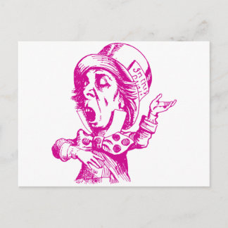 Cartão Postal Mad Hatter Tinta Rosa