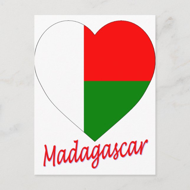 Cartão Postal Madagascar Flag Heart (Frente)