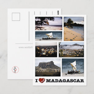 Cartão Postal Madagascar I Love - Mosaico -