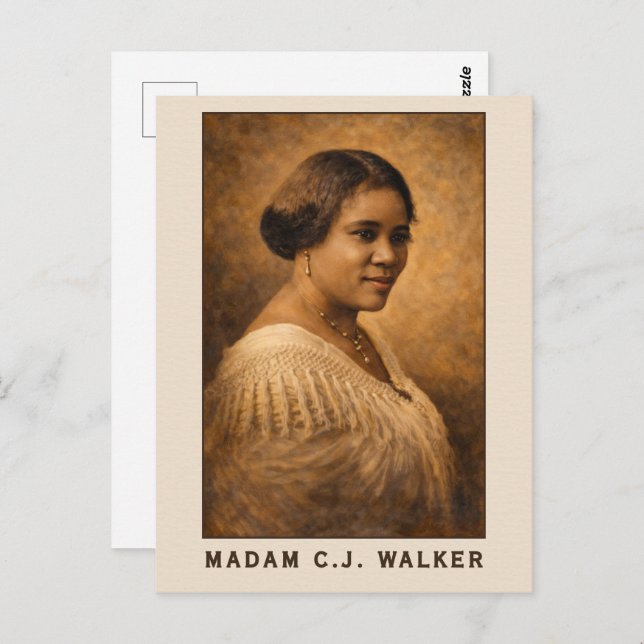 Cartão Postal Madam C.J. Walker Portrait Art (Frente/Verso)