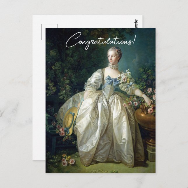 Cartão Postal Madame Bergeret 1766 Boucher Parabéns (Frente/Verso)