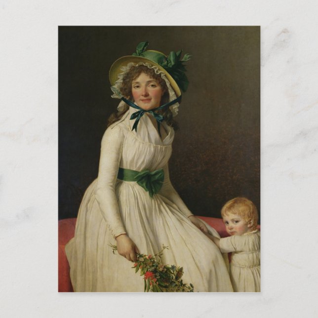 Cartão Postal Madame Pierre Seriziat com seu filho, Emile (Frente)